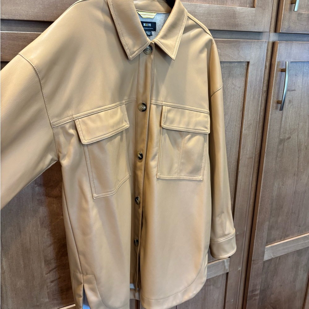 Maeve Butterscotch Faux Leather Shacket